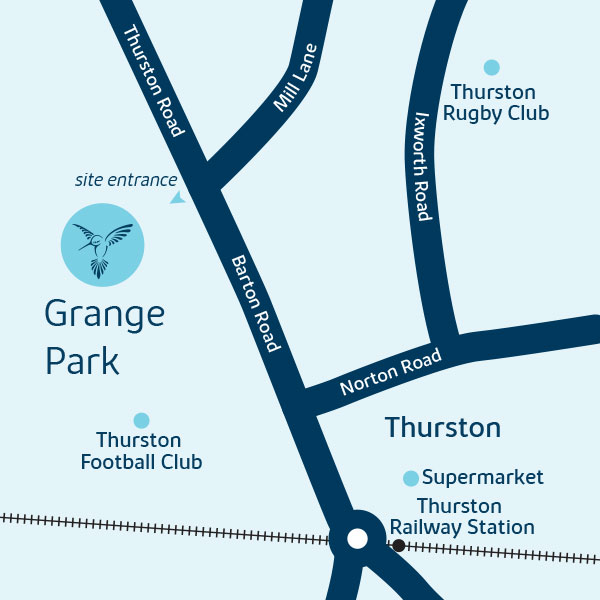 Development map for grange park at thurston, suffolk